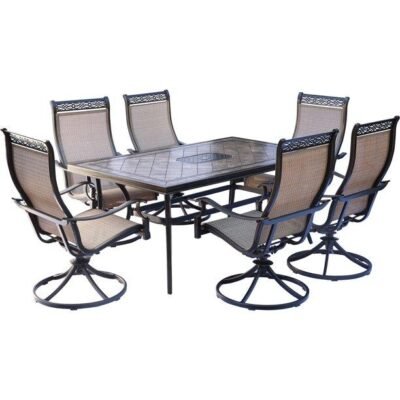Monaco 7-Piece Patio Dining Set with Six Swivel Rockers and a 68 x 40 in. Dining Table